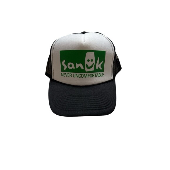 Sanuk Classic Trucker Snapback Hat Black Sanuk Original Logo Mesh Back Otto Cap - Picture 1 of 8